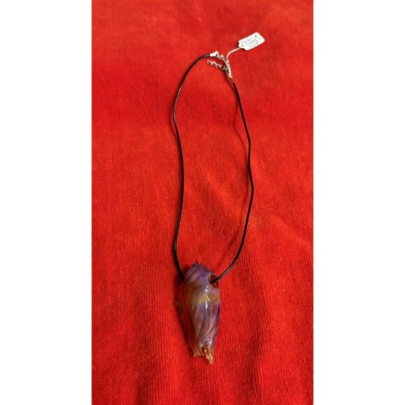 Lampwork Sea shell Multi-colored Glass pendant Necklace NEW - Picture 1 of 11